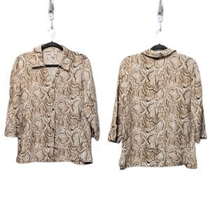 JM COLLECTION 100% Linen Snake Print Top 10